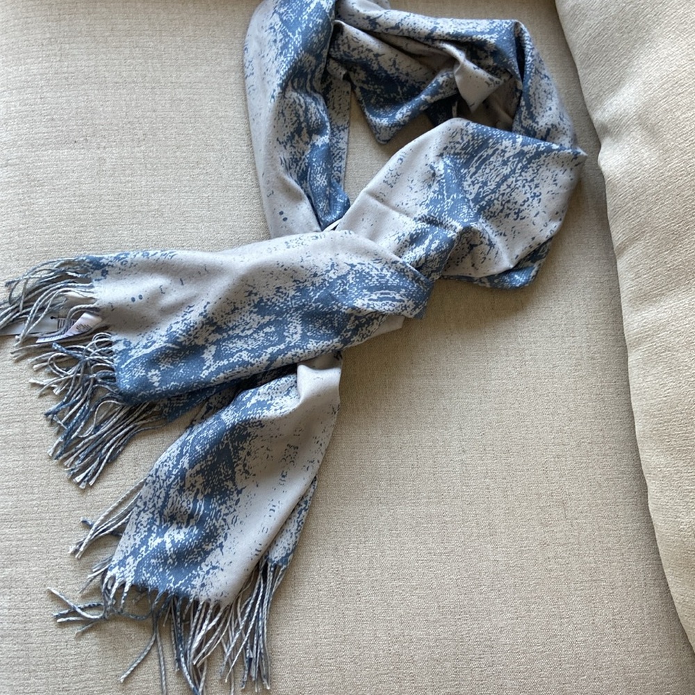 Chico's snake print oblong scarf. Luxe fabric. Blue & gray. New with tags.